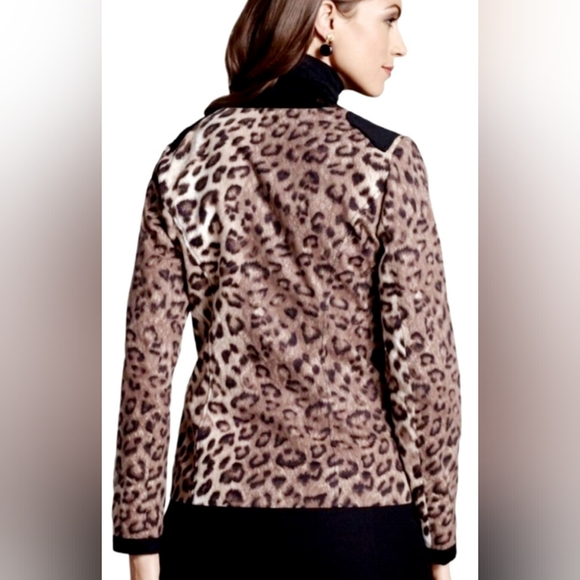Chico's Matilda Women's Animal Print Jacket with Patent Leather Trim Size 1/ Med - Picture 10 of 15